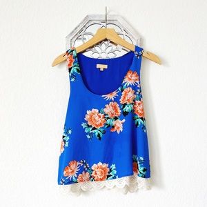 Takara • Lace Trimmed Floral Top